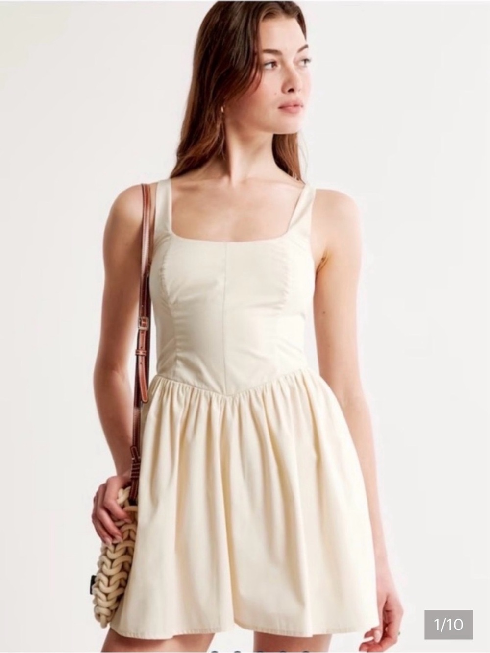 A&F Square-Neck Cream Romper Dress